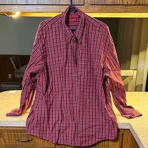 Arrow Men's Burgundy Plaid Button Down Shirt